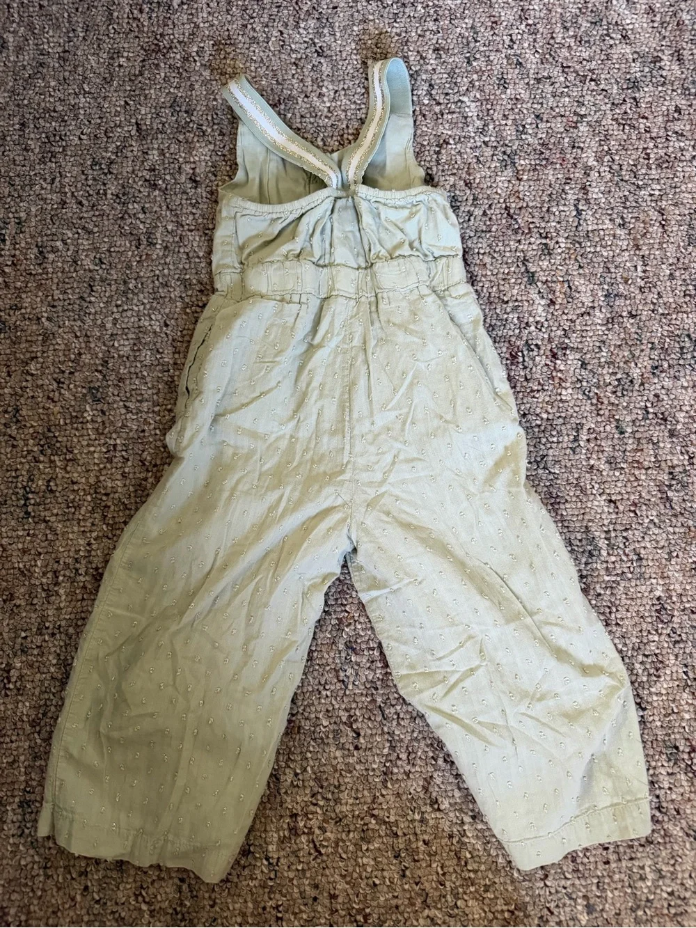 Rachel Zoe Light Sage Green Toddler Jumpsuit with Glitter Trim